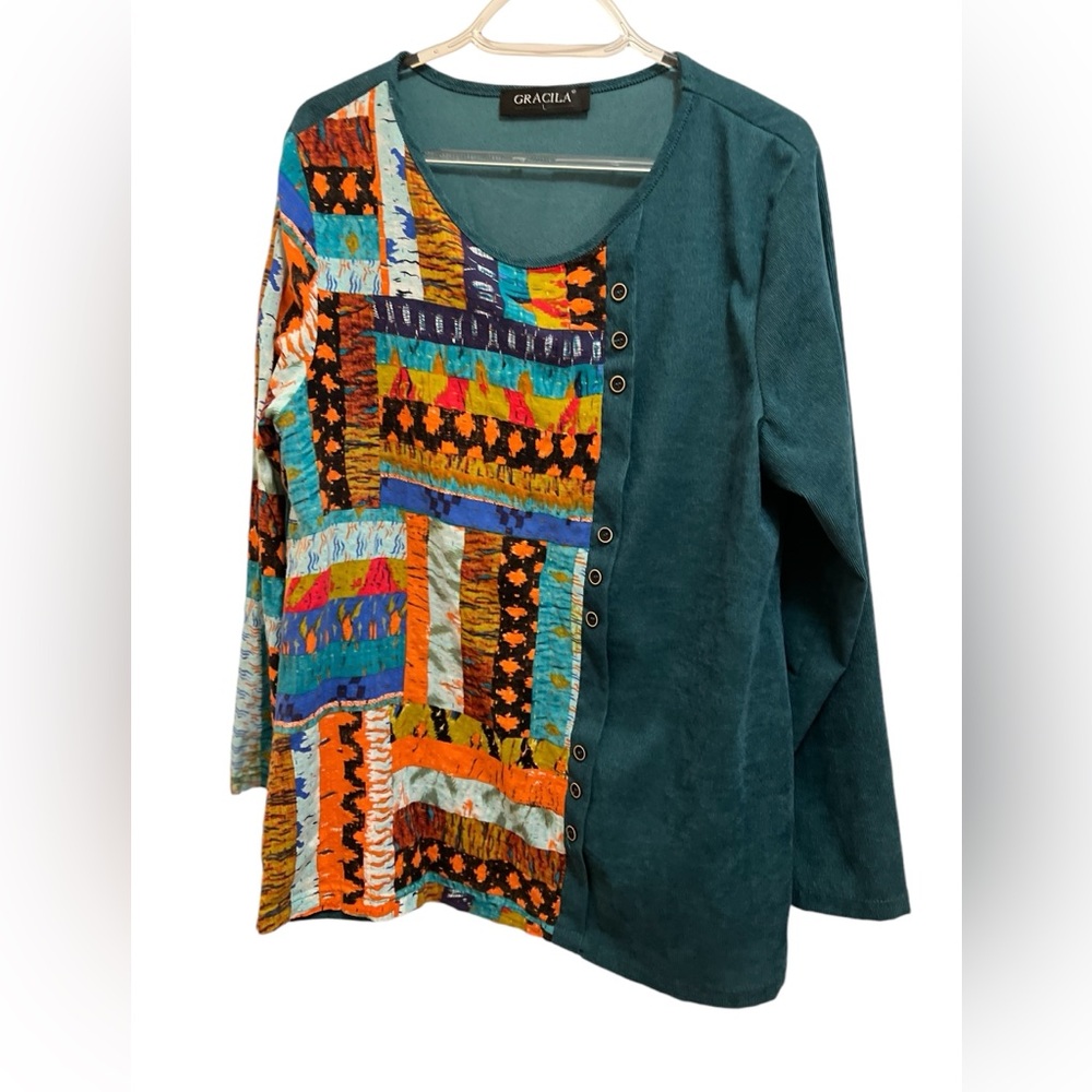 Gracila Blouse Women’s Medium Green Pullover Top Size Large
